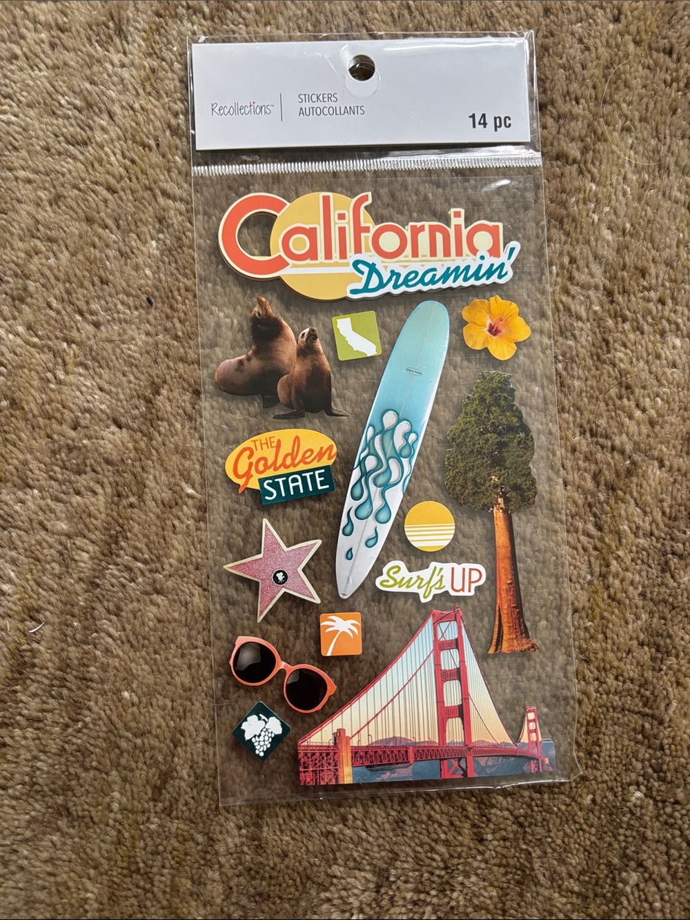 Recollections California Dreamin' Sticker Pack - Orange, Teal, Yellow, Pink